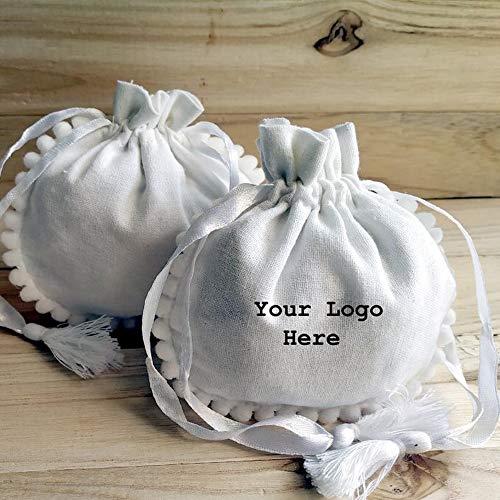 100 Pcs Personalize Jewelry Bag/Cotton Pouch Bag/Jewelry Packing Bag/Company Logo Print Bag/Bridesmaid Gifts/Rustic Boho Wedding/Partyfavour (3X4 Inches 1 Piece) #TOP1