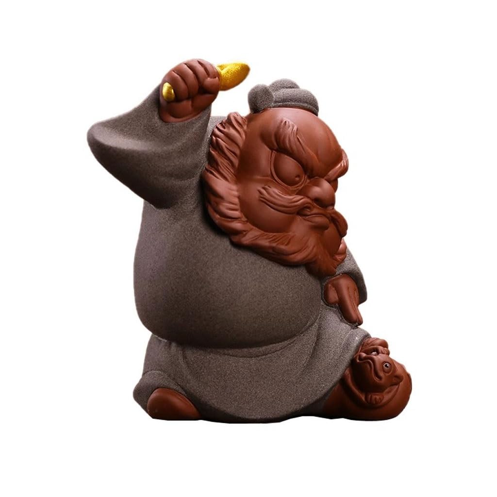 ENGENDER Kung Fu Tea Pet Chinese Zen Style Ceramic Figures, Living Room, Tea, Play, Pet Decorations