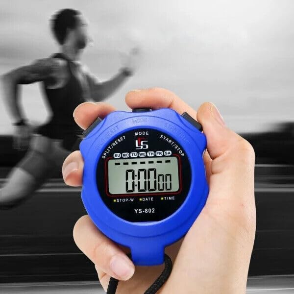 Generic Sports Stopwatch Timer Lap Split Digital Stopwatch with Clock Calendar Alarm, Large Display Shockproof Stopwatch for Coaches Swimming Running Sports Training (Blue) - Image 2