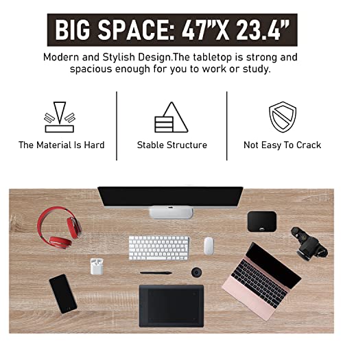 47 Inch Computer Desk Home Office Desk Writing Study Table Modern Simple Style Pc Desk With Metal Frame Gaming Desk Workstation For Small Space，Nature #TOP4