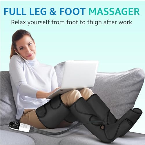 Image of VANTRO Air Compression Leg Massager | 6 Massage Modes | 3 Vibration Levels | Gentle Heat | Auto Pressurization | Timer (15 /20 /25 mins) | Pain Relief for Feet, Calf, Thigh & Knee - Relaxation Gift