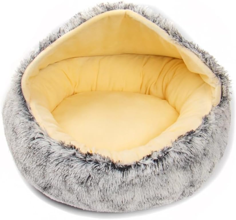Dog Bed Cat and Dog Nest Pad Autumn and Winter Warm Plush Closed Cat Bed Pet Nest Comfortable and Soft for Sleeping Pet Bed (Color : Brown, Size : F) (Pink 25.6" L x 25.6" W x 7.9" Th)