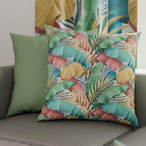 PETTI Artigiani Italiani - Coppia di Federe Cuscino 45x45 cm in Microfibra, Cuscini Arredo Camera da Letto, Divano, Salotto, Set 2 Fodere Copricuscino, Federa Tropical Multicolor, 100% Made in Italy