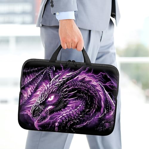 Slim Laptop Case Sleeve 11-12 inch with Handle and Zipper, Tablet Carrying Case Messenger Bag Portable Tote Bag for Men Women, Purple Dragon3