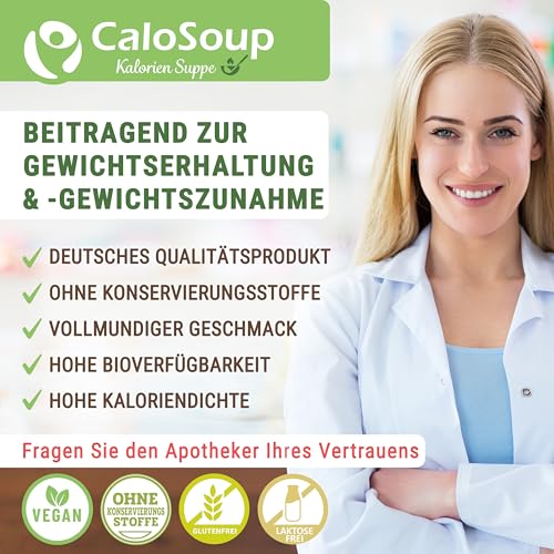 Hochkalorische Suppe zum Zunehmen 20 Portionen | Nahrung hochkalorisch als Fertigsuppe | Fertiggerichte mit Gemüse | Flüssignahrung CaloSoup Kalorien Lauchsuppe (Lauchcreme) 500 g