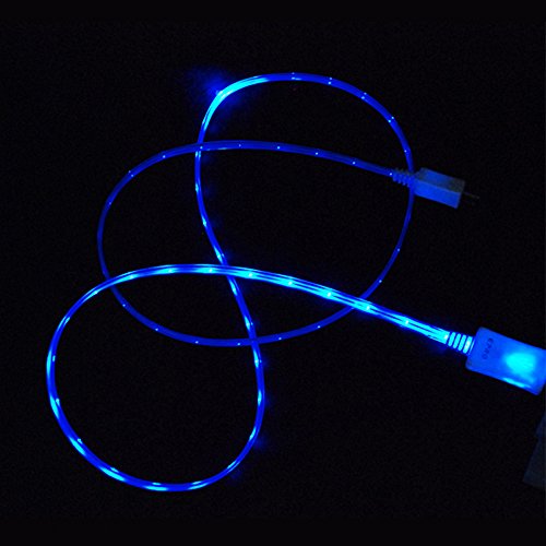 iKNOWTECH 2IN1 Charing & Sync Brand New Universal 1m Flash USB Cable Visible LED Light Data Cable Luminous Micro USB Connector Charger Sync For Samsung/HTC/Nokia/Blackberry/Sony(Blue)