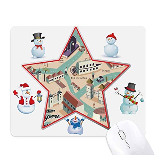 Tapis de souris de voyage Singapour motif bonhomme de neige tapis informatique souple