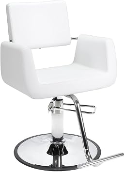 Berkeley Beauty Salon Styling Chair ARON White A12 Square Wide Width Styling Chair Beauty Salon Furniture & Equipment