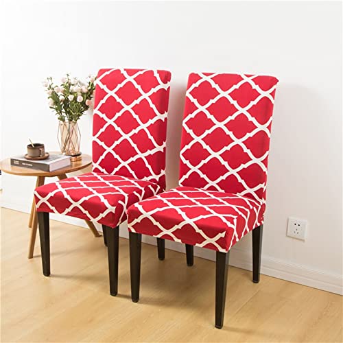 Housse de chaises spandex rouge et blanc au tissu extensible - 4
