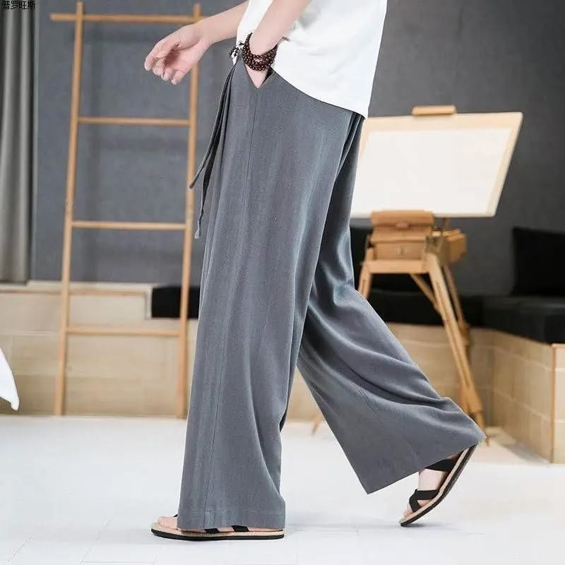 Chinese Style Linen Casual Pants Men Straight-Leg Trousers4