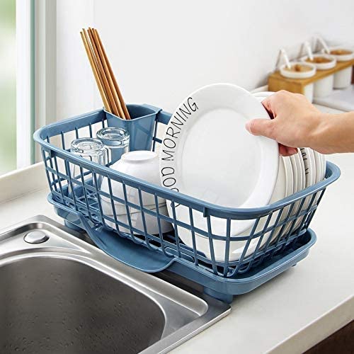SHIELDS GLOBAL 3 in 1 Kitchen Sink Dish Drainer Drying Rack Utensils Washing Holder Plastic