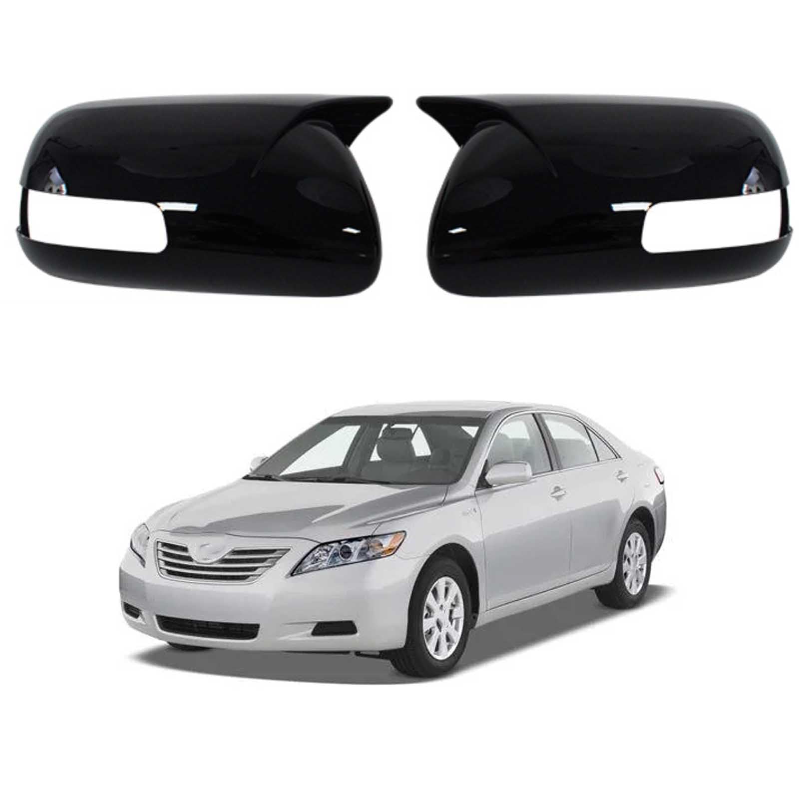 PAPEP Door Mirror Cover Caps for Toyota Camry (6th generation, 2006-2011) With lights, Left Right Side Wing Rearview Mirror Cover Lid 2 Pieces Exterior Styling Accessory,Glossy black
