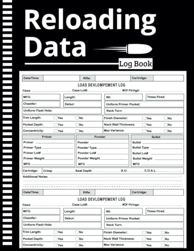 Reloading Data Log Book: The Essential Journal for Reloaders to Track Load Data and Performance