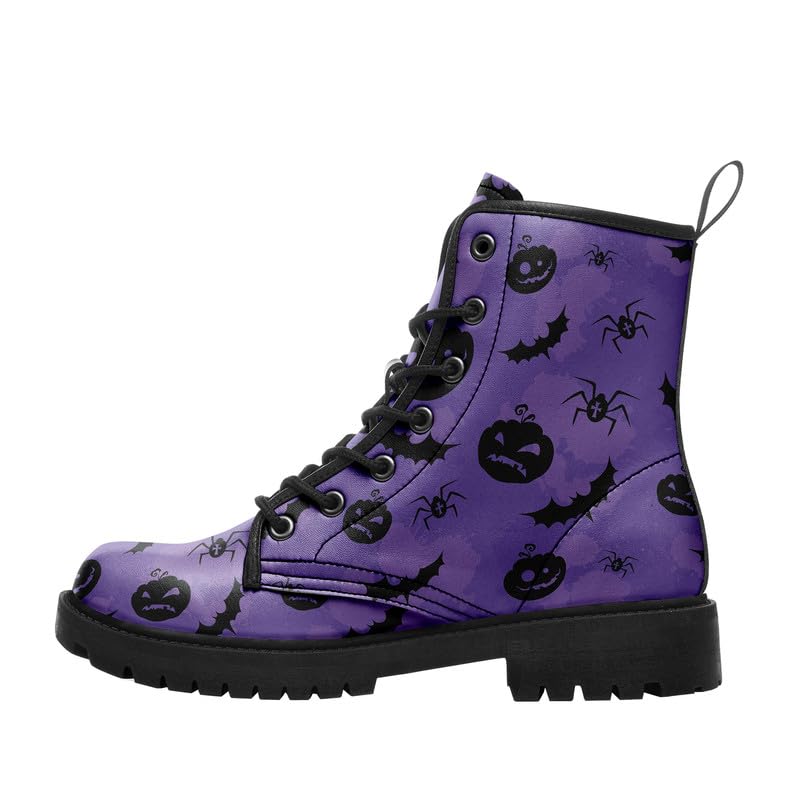 Halloween Gothic Combat Boots, Unisex Skull Platform Motorbike Leather Boots, Fashion Casual Winter Footwear