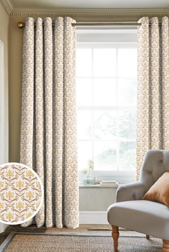 Image of Casableu Anthem Zodiac Cotton Look Door Curtains Pack of 2-7 Feet Long, Printed Design, Room Darkening Curtains with Tiebacks, Eyelet Style for Bedroom & Living Room Decor (Apache Tree 7 feet)