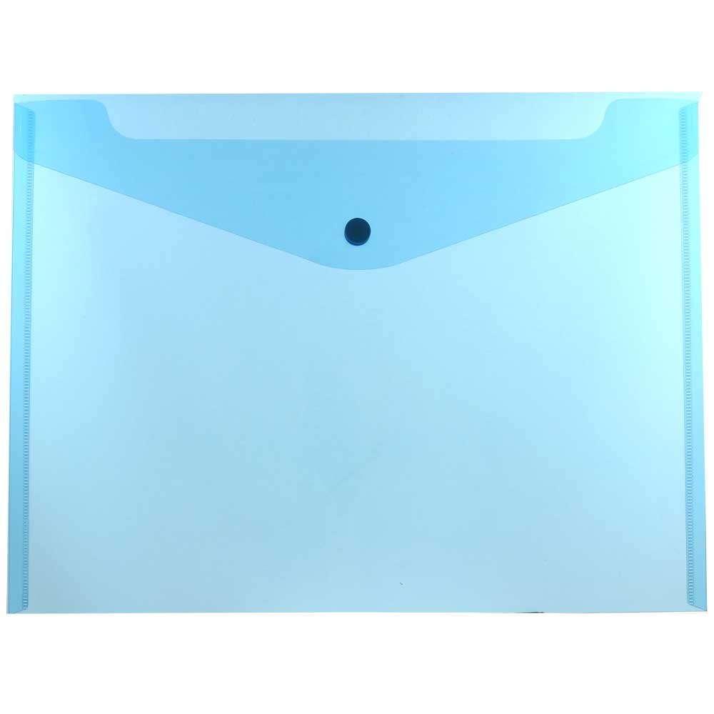 JAM PAPER Plastic Envelopes with Snap Closure - Letter Booklet - 9 3/4 x 13 - Blue - 12/Pack