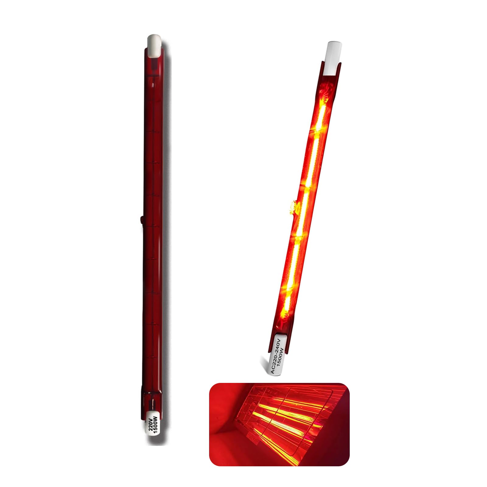 Infrared Heater Bulb 1500W, 254mm R7S Ruby Halogen Bulb Dimmable, Quartz Heating Light Bulbs, Patio Heating Lamp for Heatmaster U3 Heater, No Flicker, 1500lm, 220V Quartz Heat Infrared Bulbs, 2 Packs
