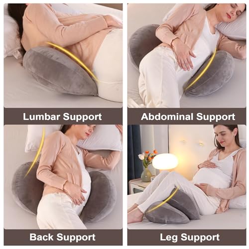 SHANNA-Almohada-Embarazada-Dormir-Sleep-Confort-Almohada-2024-Nuevo-Almohada-de-Lactancia-Corporal-Almohada-Apoyo-y-Cuerpo-Completo-para-Eembarazo-con-Funda-de-Extraible-Lavables-Gris-Oscuro