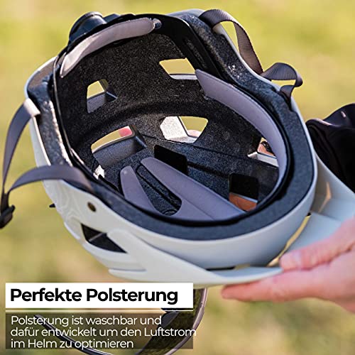 BBB Cycling Fahrradhelm Großen Visier und KameraHalterung Helm MTB, Matt Off Weiß, BHE-54, M (54-58cm) – Ansicht 6