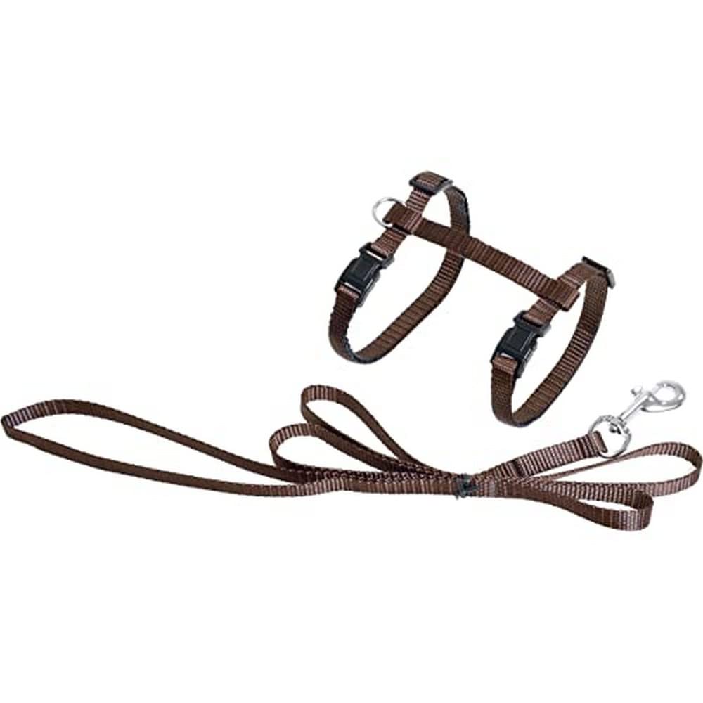 Flamingo Cat Harness with leash Ziggi Brown 22-36cm 27-46cm 110cm 10mm