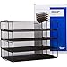 Stackable Paper Tray Desk Organizer, 4-Tier Metal Mesh Letter Organizers for Business, Home, School, or Store Use, Organizes Files, Folders, Letters, Paper, Binders, Multi-Functional Desktop Storage