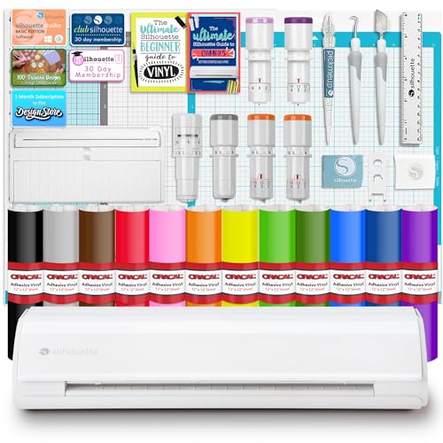 Silhouette White Cameo 4 Creative Bundle with 26 651 Sheets, 12 HTV Sheets, Guides, Tools, and More