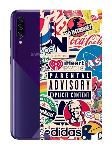 Image of AtOdds - Samsung Galaxy A30s Mobile Back Skin Sticker - Lamination - Rear Screen Guard Protector Film Wrap (Coverage - Back+Camera+Sides) (Design - Explicit Graffiti)