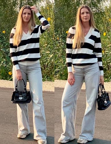 Image of Zeagoo Womens Sweaters Fall Fashion 2025 Long Sleeve Tops V Neck Business Casual Collared Knit Tunic Pullover Outfits