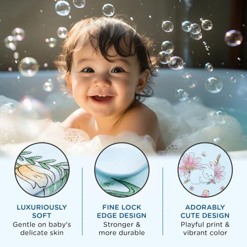 Image of Mee Mee Hooded Baby Bath Towel for New Born | Wash Cloth, Quick Absorbent, Can be Used for Baby Swaddling, Extra Soft Cotton Towels for Kids /Toddlers /Infants /Babies, Pack of 1, (Blue Flowers) 80X80 CM