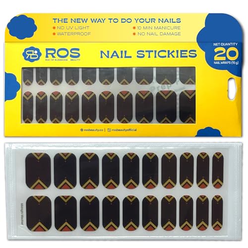 ROS Beauty Nail Stickies | 20 Count | Easy-to-Apply Vibrant Nail Art Stickers | Long-Lasting, Lightweight, & Mess-Free | Effortless DIY Manicure | Midnight Mischief