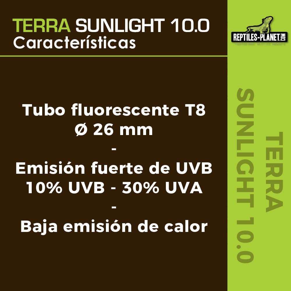 Reptiles-Planet Tubo Fluorescente de Luz Solar T8 10.0 Terra, 30W, 90cm Longitud