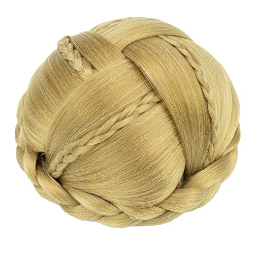 IMISSU Braided Chignon Dancer Hair Cover Donut Hairpieces Scrunchies Women Hair Buns Wig Updo for Wedding Party (M3 Ash Blonde) - Image 3