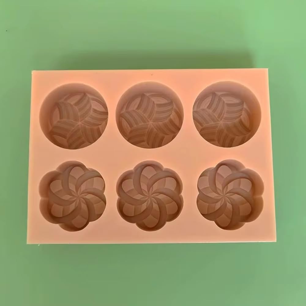 Stampo rotondo in silicone a 6 cavità per sapone, 60 g per cavità, silicone alimentare, strumento per la produzione di sapone fai da te
