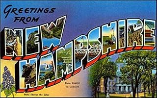 MAGNET 3x5 inch Vintage Greetings from New Hampshire Sticker (Old Postcard Art Logo nh) Magnetic vinyl bumper sticker sticks to any metal fridge, car, signs