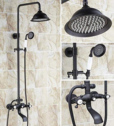 Douche de pluie ronde noire pour salle de bains familiale et baignoire rétro Mhg104