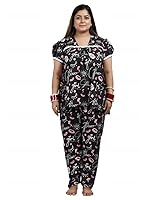 Dream Darzi Women's Girl Power Printed Swiss Cotton Stylish Neckline Puff Sleeve Drawstring Laces A-Line Night Suit Set Top & Pyjamas -Peach-8XL