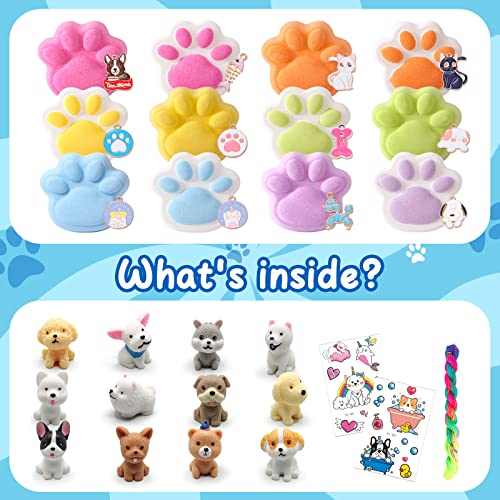 G.c Paw Bath Bombs For Kids Girls Boys With Puppy Toys Surprise Gift Non-Inside, 12Pcs Bubble Bath Fizz Balls & Necklace, Organic Natural Toddler Cute Bath Bombs Bulk Bathbombs Birthday Gift For Girl #TOP4