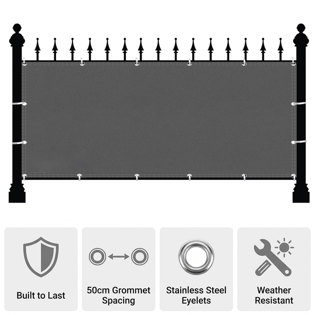 Frangivisto Balcone 0.7x10m | Telo Copri Ringhiera PES 160g/m² Impermeabile | Schermo Privacy Oscurante e Anti-UV con Occhielli | Protezione Vento per Esterno, Antracite