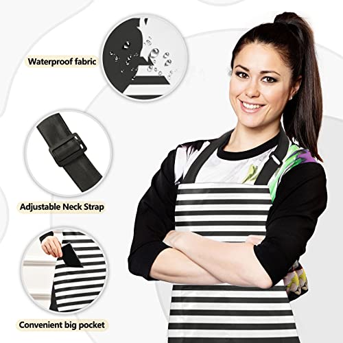 Alaza Pop Art Cat Butterfly Striped Waterproof Apron W/ Pockets Oven Mitts Set Pot Holders Kitchen Linen Sets #TOP1