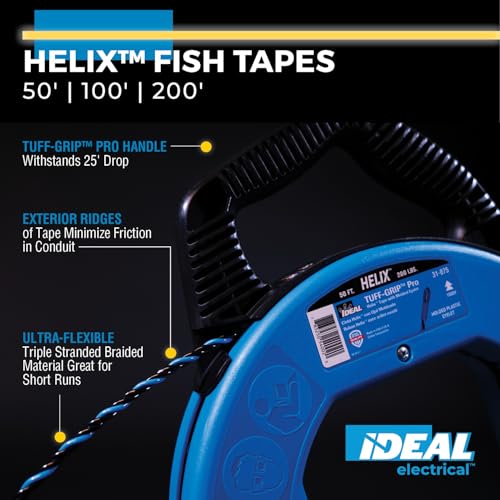Guía pasacables Ideal Electrical 31-076 Helix de 100 pies con punta moldeada para curvas cerradas 2