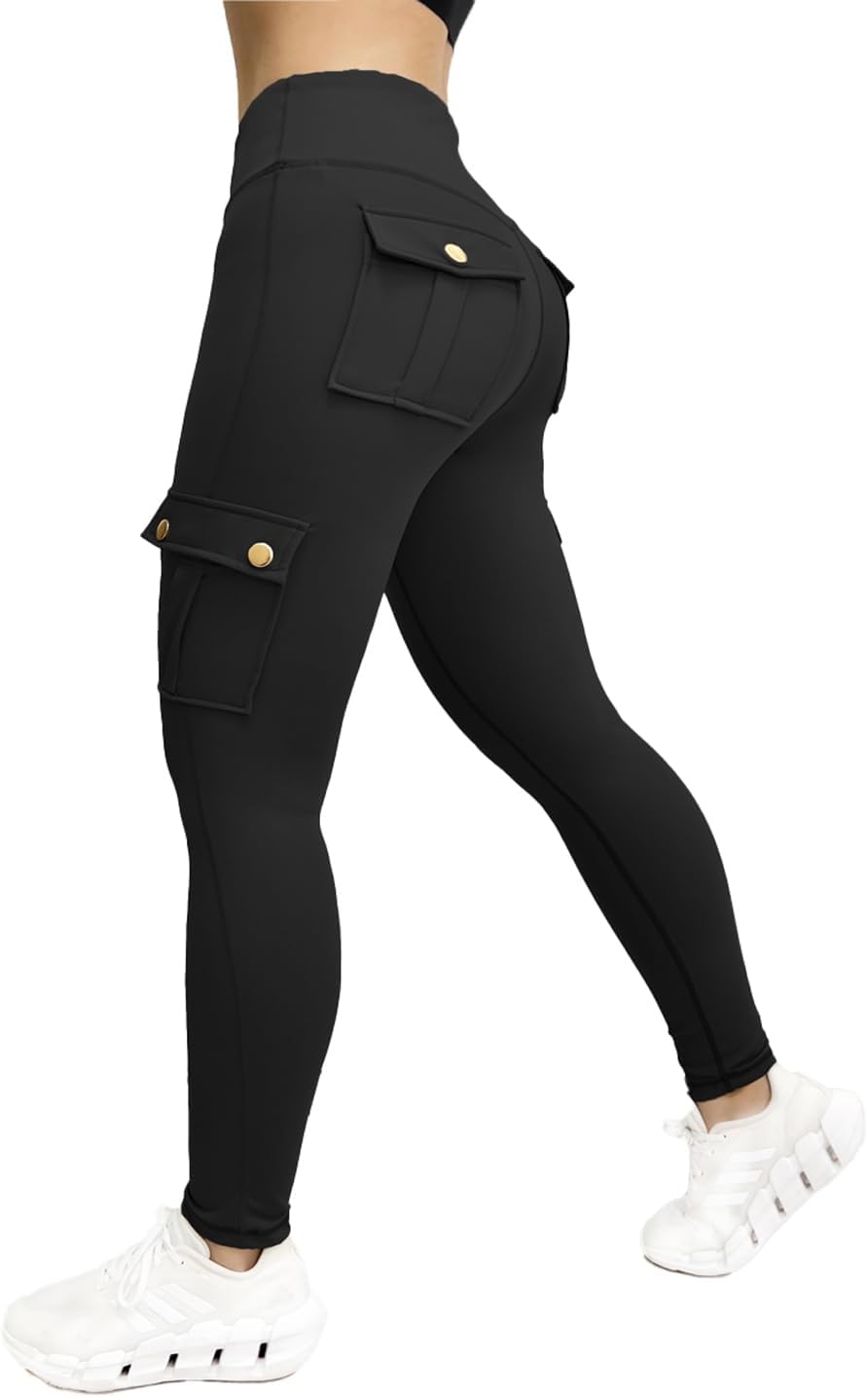 Wavar Scrunch Butt Lifting Leggings with Pockets Cargo Leggings for Women Workout Cargo Pants Tummy Control Yoga Pants - Image 4
