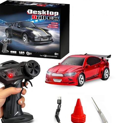 Image of RC Drift Car, 1 /64 Mini RC Remote Control Car, 2.4GHz Full Proportional RTR High Speed Micro Sports Racing Drift, 4WD HobbyFast Race Vehicle with Lights, Model Toys Gift for Kids, Boys, Adults