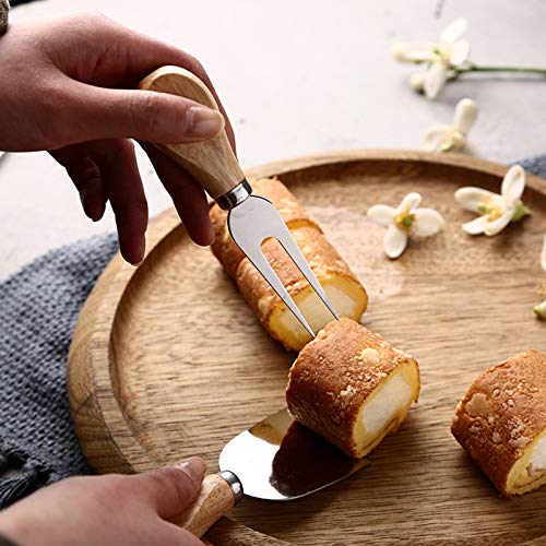 XGzhsa Cheese Knives Set, Mini Cheese Knives, 4 Pieces Stainless Steel Kitchen Cheese Tools Mini Cheese Knives with Wooden Handle for Cake Dessert Cheese Salad - Image 8
