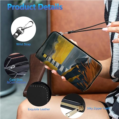 Image of Womens Wallet PU Leather Wristlet Wallets for Women, Large Capacity Lady Fashion Wallet Card Holder Zipper Wallet