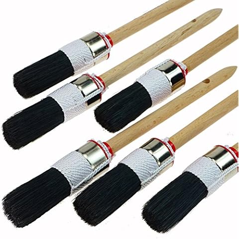 ROTIX-93812 6 Stück Profi Ringpinsel Ø 25 mm Größe 4 Rundpinsel Lackierpinselschwarze Borste Cover