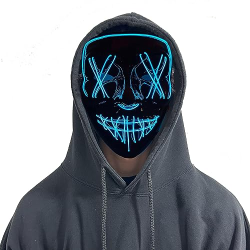 Stylex LED Halloween Mask Scary Light Up Mask Cosplay Fancy Dress Costume Carnival (Blue Crosses)