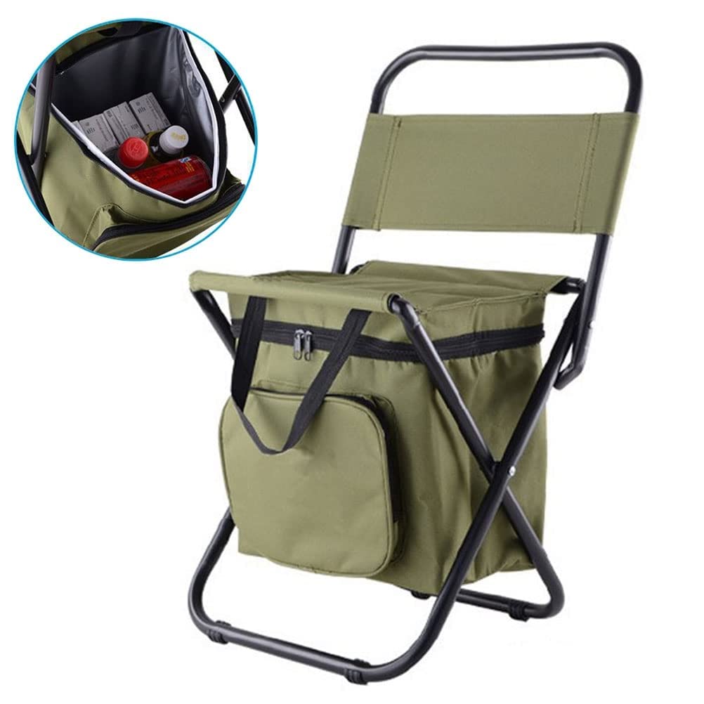 Campinghocker mit Tasche Campingstuhl Hocker Klappstühle Tragbarer Campinghocker Rucksack Sitz mit Doppelschicht Kühltasche zum Wandern, Picknicken und Angeln