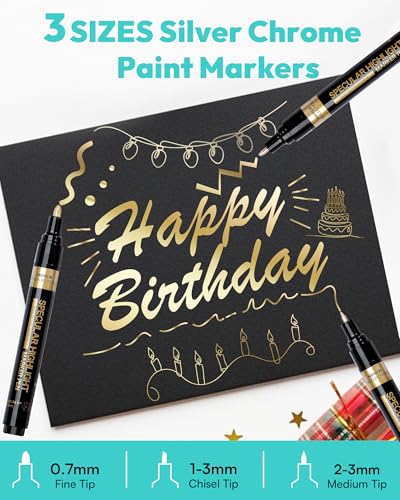 Image of Resiners 3PCS Gold Liquid Paint Markers, Acrylic Paint Markers & Mirror Liquid Pen, High Gloss Permanent for DIY, Model Painting, Scrapbooking Supplies