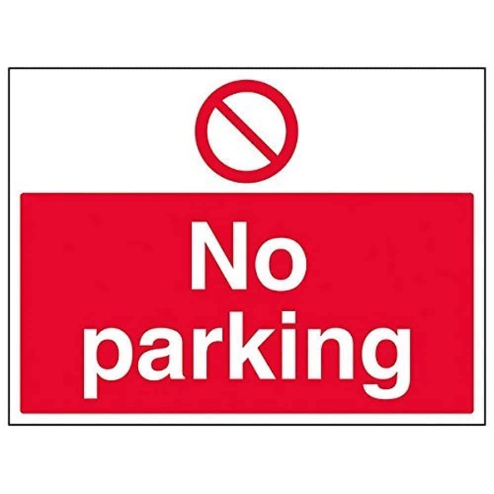 V Safety No Parking Sign - Landscape - 400mm x 300mm - 2mm Rigid Plastic