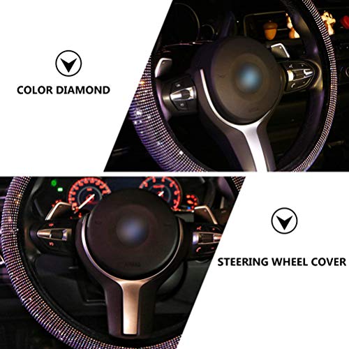 VICASKY 15 Polegadas Diamante Cobertura de Volante de Couro Universal Com Bling Bling Cristal Pedrin